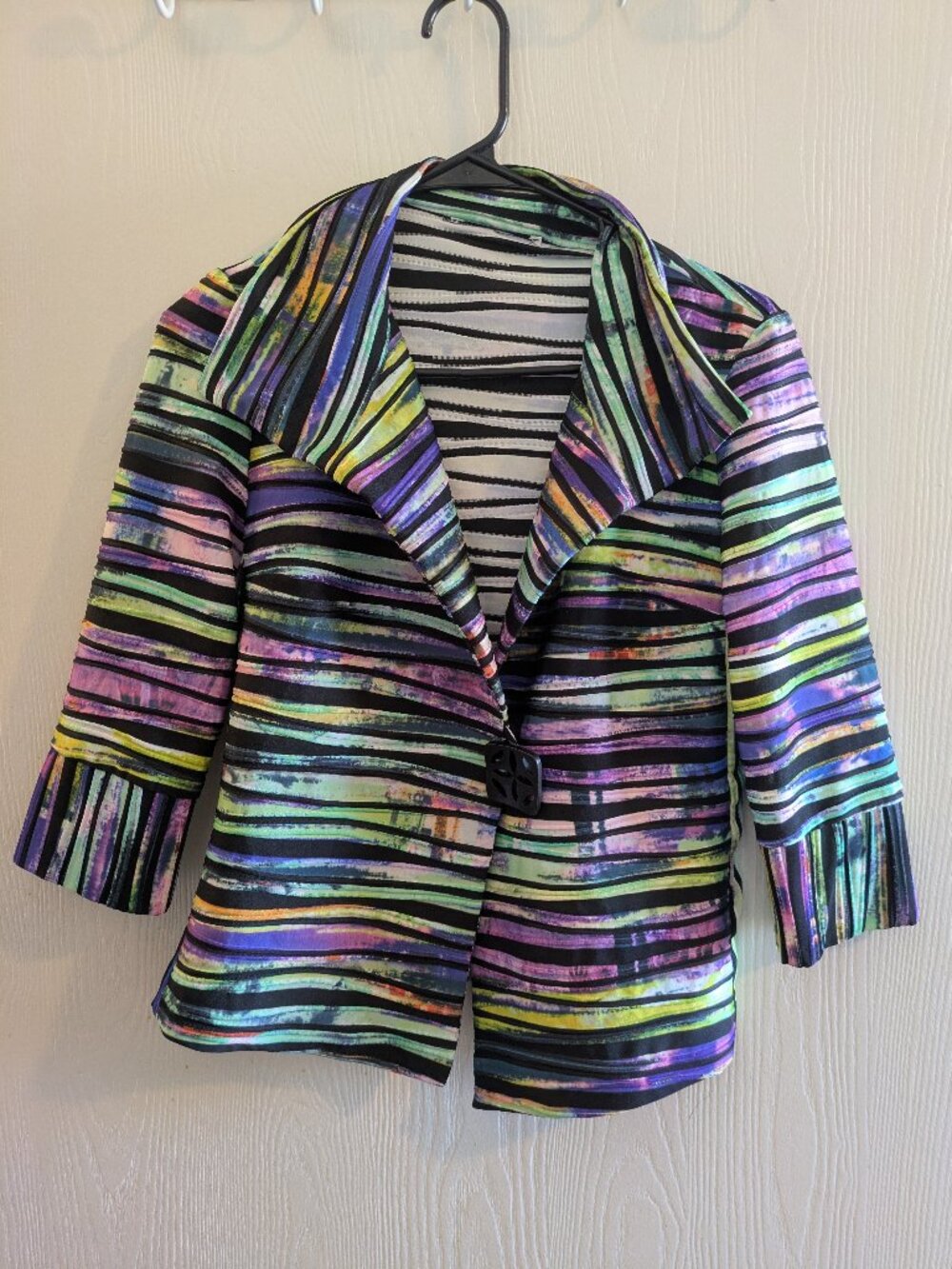Joseph Ribkoff Jacket Womens Multicolor Striped Abstract Stretch Blazer Coat XS